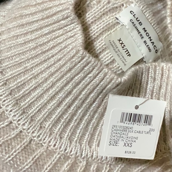 Club Monaco Cashmere Silk Cable Turtleneck Sweater XXS - Picture 3 of 7